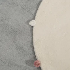 Dzieci inny Dywan okrągły z pomponami ivory 120 cm