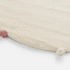 Dzieci inny Dywan okrągły z pomponami ivory 120 cm