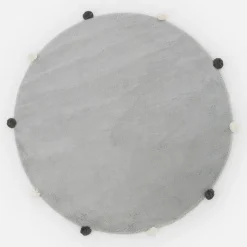 Dzieci inny Dywan okrągły z pomponami szary 120 cm