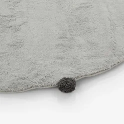 Dzieci inny Dywan okrągły z pomponami szary 120 cm