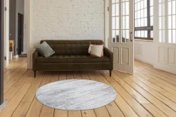 Dywan okrągły z przecieranym wzorem szary SALSA 100 cm