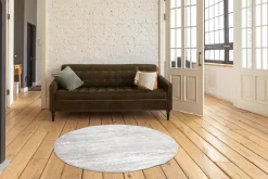 Dywan okrągły z przecieranym wzorem beżowy SALSA 100 cm