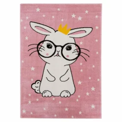 Dywany Dziecięce|Dywany| Dywan różowy w gwiazdki, królik HAPPY 160x230 cm