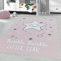 Dzieci Dywan różowy z gwiazdką PLAY 120x170 cm
