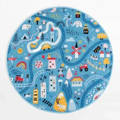 Dzieci inny Dywan STELLA, okrągły, ulice, niebieski, 120 cm