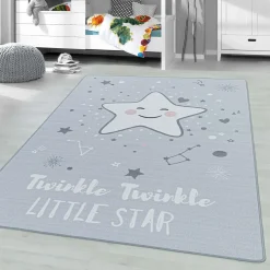Dzieci Dywan szary z gwiazdką PLAY 100x150 cm