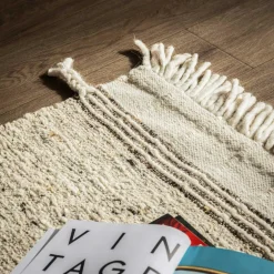 inny Dywan wełniany naturalny beż LIMA 80x150 cm