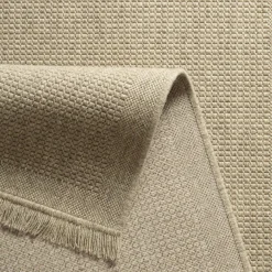 Dywan wełniany z frędzlami beżowy WOOL 80x150 cm