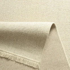 Dywan wełniany z frędzlami jasnobeżowy WOOL 120x170 cm