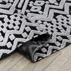 Dywan z połyskującym wzorem 3D czarne frędzle ETNA 80x150 cm