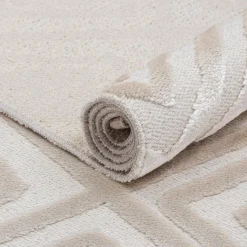 Chodniki|Dywany Z Krótkim Włosiem| Dywan z połyskującym wzorem 3D beżowe romby ETNA 80x150 cm