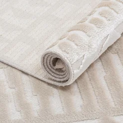 Chodniki|Dywany Z Krótkim Włosiem| Dywan z połyskującym wzorem 3D beżowy ETNA 80x150 cm