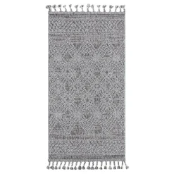 Dywan zewnętrzny szary karo BOUCLE 80x150 cm