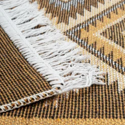 Dywaniki| Dywanik dwustronny z frędzlami miodowy ALBORG 60x120 cm
