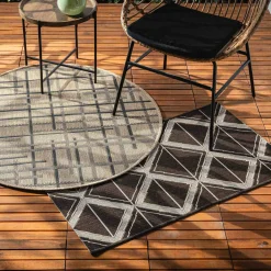 Dywaniki|Dywany Zewnętrzne| Dywanik geometryczny antracytowy JUTA 50x80 cm