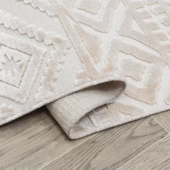 Dywanik z połyskującym wzorem 3D beżowy ETNA 60x100 cm