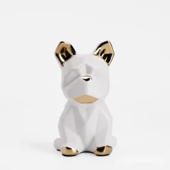 inny Figurka dekoracyjna biało-złota PIES 21 cm