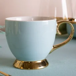 Filiżanki I Spodki| Filiżanka porcelanowa na nóżce Jumbo AURORA GOLD 400 ml