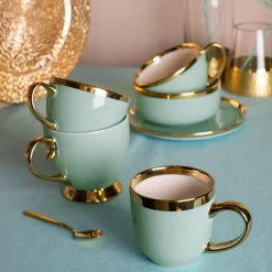 Filiżanki I Spodki| Filiżanka porcelanowa na nóżce Jumbo AURORA GOLD 400 ml
