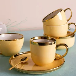 Filiżanki I Spodki| Filiżanka porcelanowa waniliowa Jumbo AURORA GOLD 400 ml