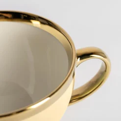 Filiżanki I Spodki| Filiżanka porcelanowa waniliowa Jumbo AURORA GOLD 400 ml