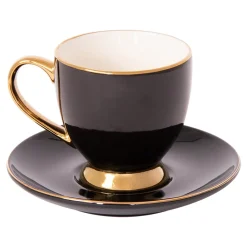 Filiżanka porcelanowa ze spodkiem czarna ROYAL 220 ml