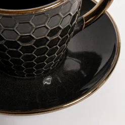 Prima Cucina Filiżanka ze spodkiem czarna BRESCA 220 ml