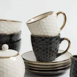 Prima Cucina Filiżanka ze spodkiem czarna BRESCA 220 ml