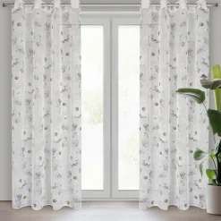Firany, Zasłony I Akcesoria|Eurofirany Firana do salonu biało-oliwkowa BESSY 140x250 cm