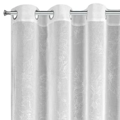 Eurofirany Firana w kwiaty biało-srebrna ANITA 140x270 cm