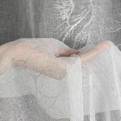 Eurofirany Firana w kwiaty biało-srebrna ANITA 140x270 cm