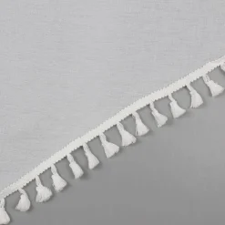 Firana z frędzlami na taśmie marszczącej biała ARLO 290x160 cm