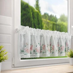 Eurofirany Firana zazdrostka biało-różowa ASTEJA 60x150 cm