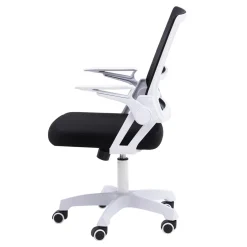 Fotele Biurowe| Fotel biurowy z ruchomymi podłokietnikami czarno-biały FROSTEA