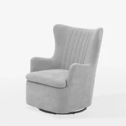 Fotele Wypoczynkowe| Fotel bujany na obrotowej podstawie szary SHOAN