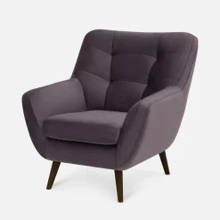 Impresti Fotel na drewnianych nogach fioletowy SCANDI