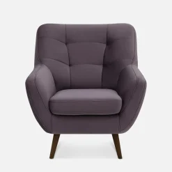 Impresti Fotel na drewnianych nogach fioletowy SCANDI