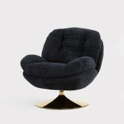 Fotele Wypoczynkowe| Fotel obrotowy granatowy DUNNE