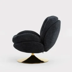 Fotele Wypoczynkowe| Fotel obrotowy granatowy DUNNE