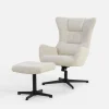 Fotele Wypoczynkowe|inny Fotel obrotowy z podnóżkiem beżowy DOVETAL