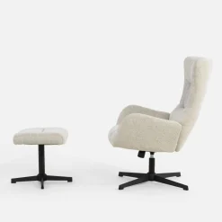 Fotele Wypoczynkowe|inny Fotel obrotowy z podnóżkiem beżowy DOVETAL