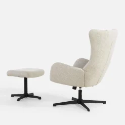 Fotele Wypoczynkowe|inny Fotel obrotowy z podnóżkiem beżowy DOVETAL