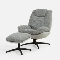 Fotele Wypoczynkowe|inny Fotel obrotowy z podnóżkiem szary DITTIF