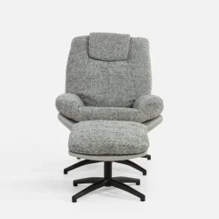 Fotele Wypoczynkowe|inny Fotel obrotowy z podnóżkiem szary DITTIF