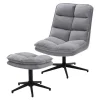 Fotele Wypoczynkowe| Fotel obrotowy z podnóżkiem szary CHENNAI