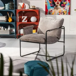 inny Fotel szary z czarną ramą LUNWALL