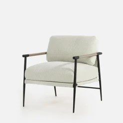 Fotele Wypoczynkowe| Fotel sztruksowy kremowy DRITRE