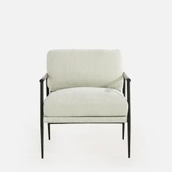 Fotele Wypoczynkowe| Fotel sztruksowy kremowy DRITRE