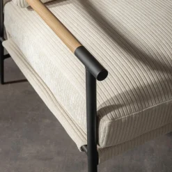 Fotele Wypoczynkowe| Fotel sztruksowy kremowy DRITRE