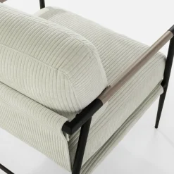 Fotele Wypoczynkowe| Fotel sztruksowy kremowy DRITRE